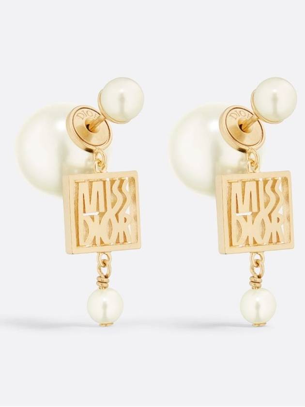 Tribales Miss Dior Resin Pearl Earrings Gold - DIOR - BALAAN 2