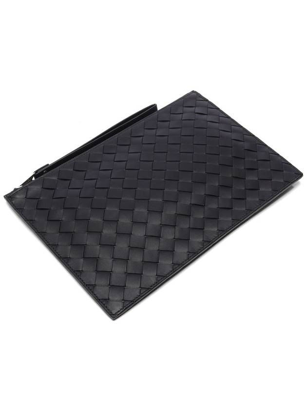 Intrecciato Strap Large Clutch Bag Black - BOTTEGA VENETA - BALAAN 6