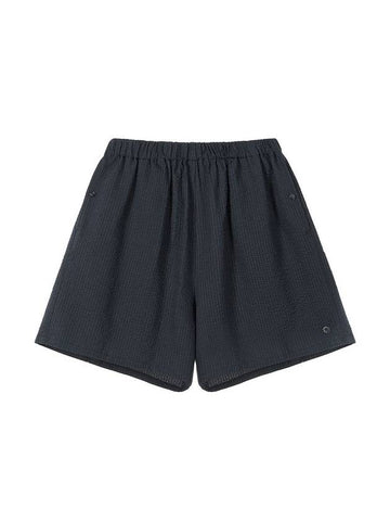 Runway Cotton Seersucker Shorts Charcoal - ULKIN - BALAAN 1