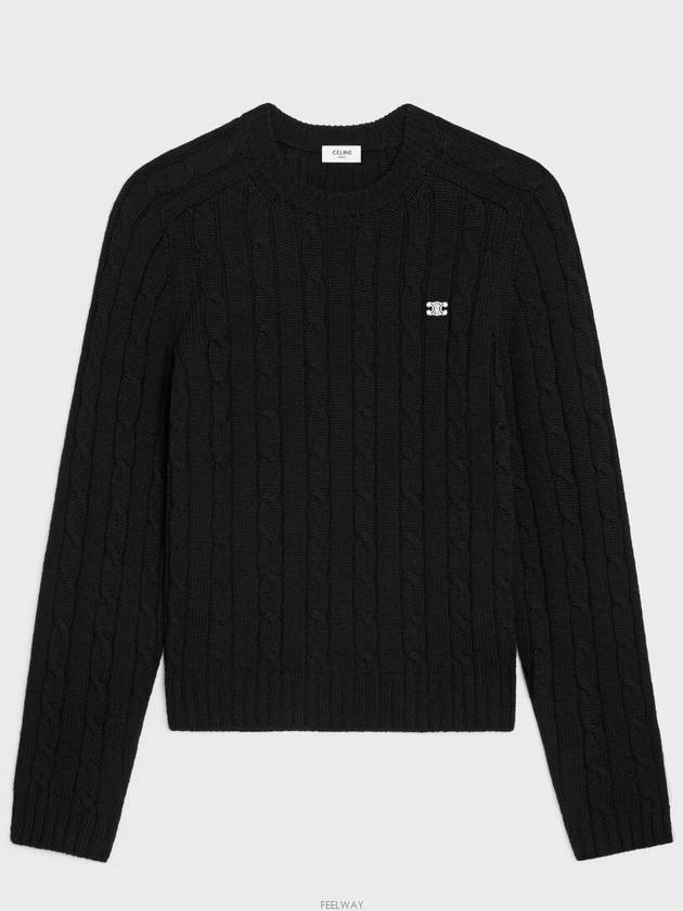 Triomphe Cashmere Cable-Knit Top Black - CELINE - BALAAN 2