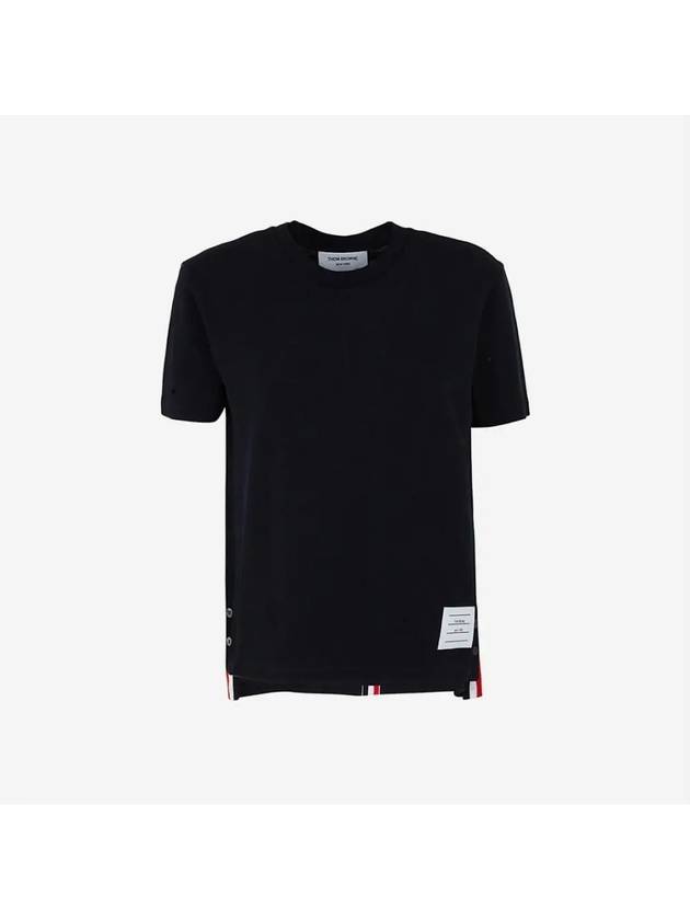 Center Back Stripe Classic Cotton Pique Relaxed Fit Short Sleeve T-Shirt Navy - THOM BROWNE - BALAAN 2