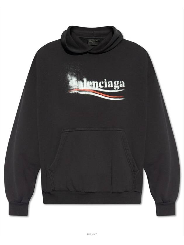 Political Stencil Medium Fit Hoodie Black - BALENCIAGA - BALAAN 6