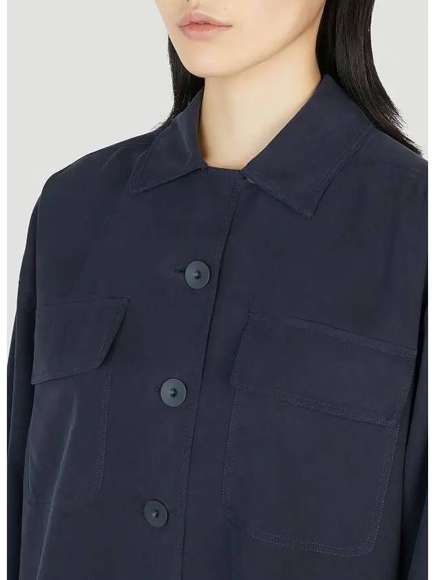 Lucilla Silk Long Sleeve Shirt Blue Marine - MAX MARA - BALAAN 6