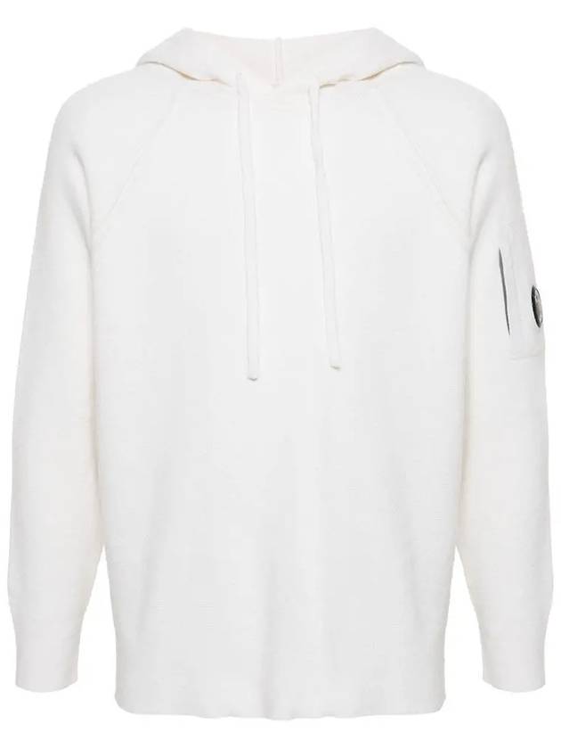 Lambswool GRS Hooded Waffle Knit Top White - CP COMPANY - BALAAN 1