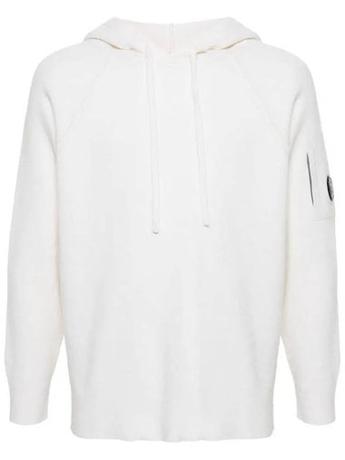 Lambswool GRS Hooded Waffle Knit Top White - CP COMPANY - BALAAN 1