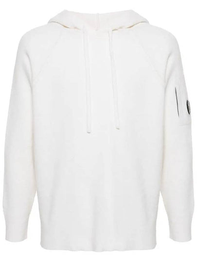 Lambswool GRS Hooded Waffle Knit Top White - CP COMPANY - BALAAN 2