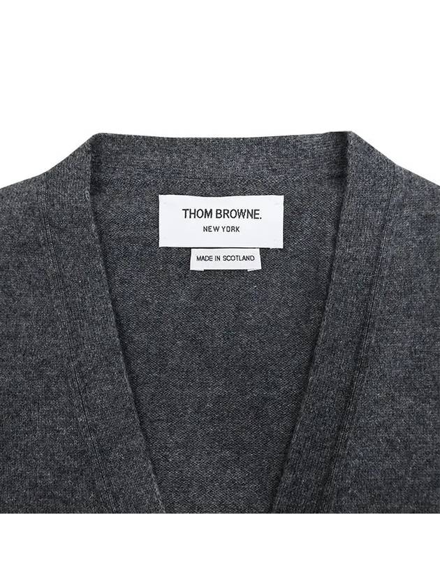 4-Bar V-Neck Cashmere Cardigan Grey - THOM BROWNE - BALAAN 3