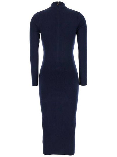 Blue High Neck Dress With Long Sleeves In Wool Woman - MICHAEL KORS - BALAAN 2