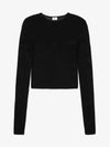 Crew Neck Rib Crop Knit Top Black - SAINT LAURENT - BALAAN 2