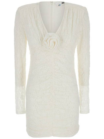 Mini White Dress With Rose Patch In Lace Woman - ROTATE - BALAAN 1