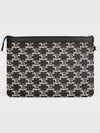 Strap Triomphe Canvas Two-Tone Calfskin Pouch Bag Black - CELINE - BALAAN 5