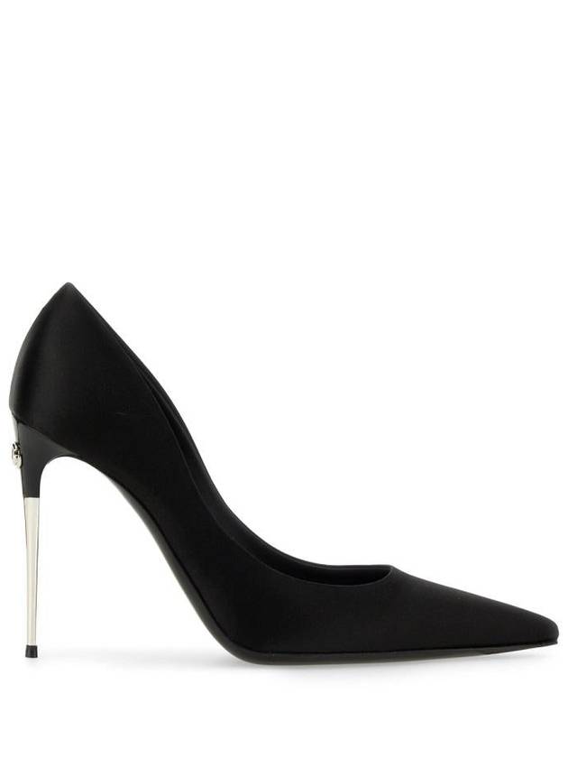 DC logo lettering pointed toe satin Pumps black - DOLCE&GABBANA - BALAAN 2