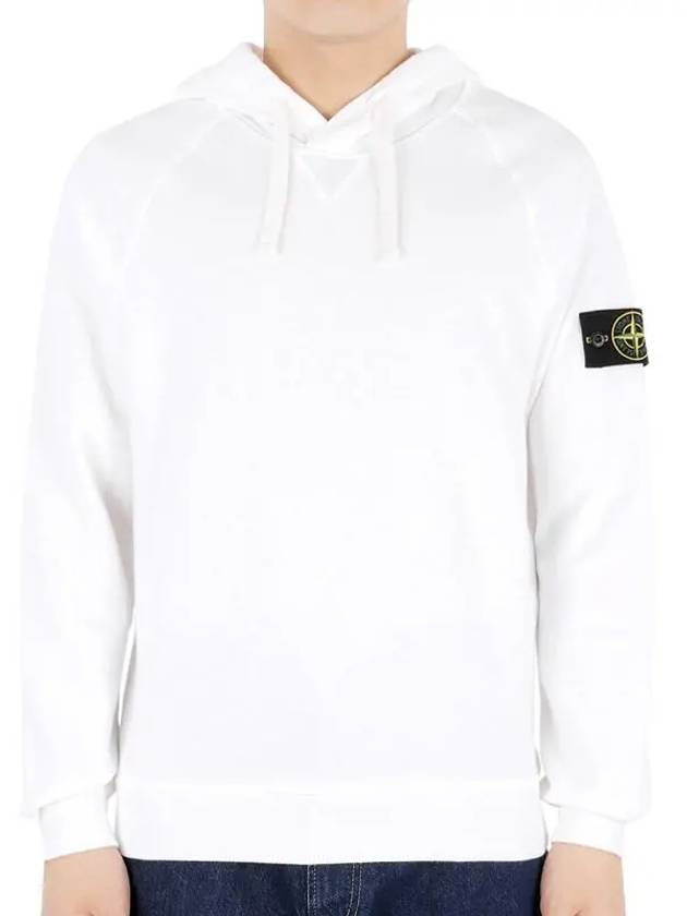 Wappen Patch Cotton Hooded Sweatshirt White - STONE ISLAND - BALAAN 1