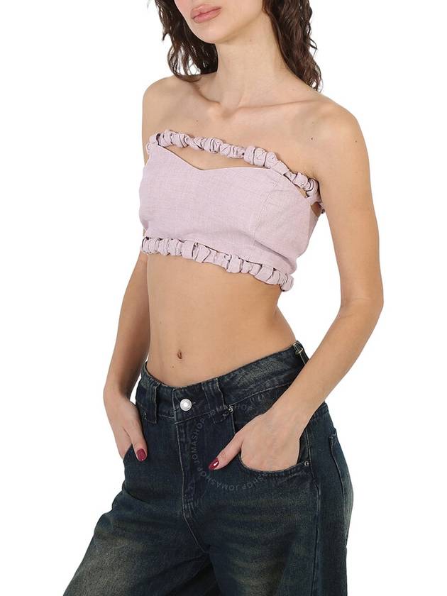 Ganni Ladies Light Lilac Hemp Strapless Crop Top, Brand Size 38 (US Size 4) - GANNI - BALAAN 3