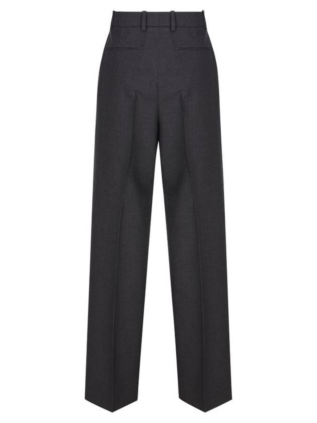 Wool Gabardine Wide Pants Dark Grey - GUCCI - BALAAN 3