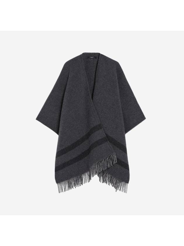 Wool Blend Cloak Poncho Dark Grey - MAX MARA - BALAAN 1