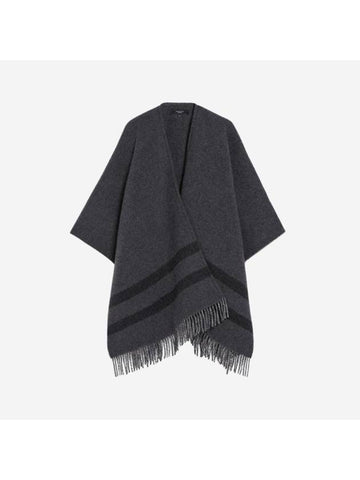 Wool Blend Cloak Poncho Dark Grey - MAX MARA - BALAAN 1