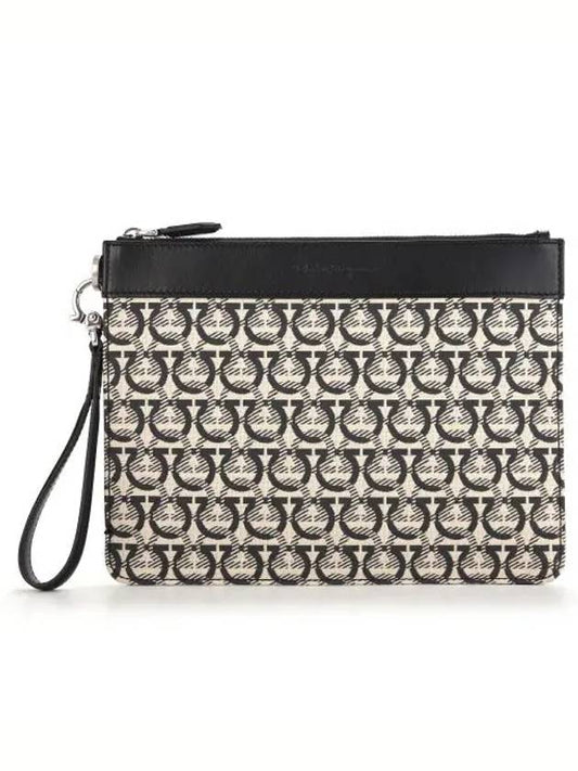 Gancini Zip Clutch Bag Beige - SALVATORE FERRAGAMO - BALAAN 2