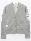 4-Bar Loopback Jersey Cardigan Light Grey - THOM BROWNE - BALAAN 3