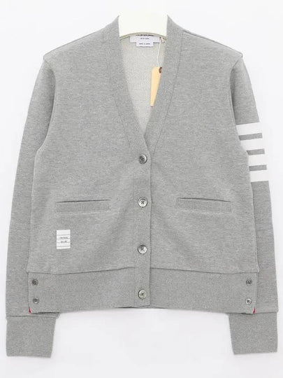 4-Bar Loopback Jersey Cardigan Light Grey - THOM BROWNE - BALAAN 2