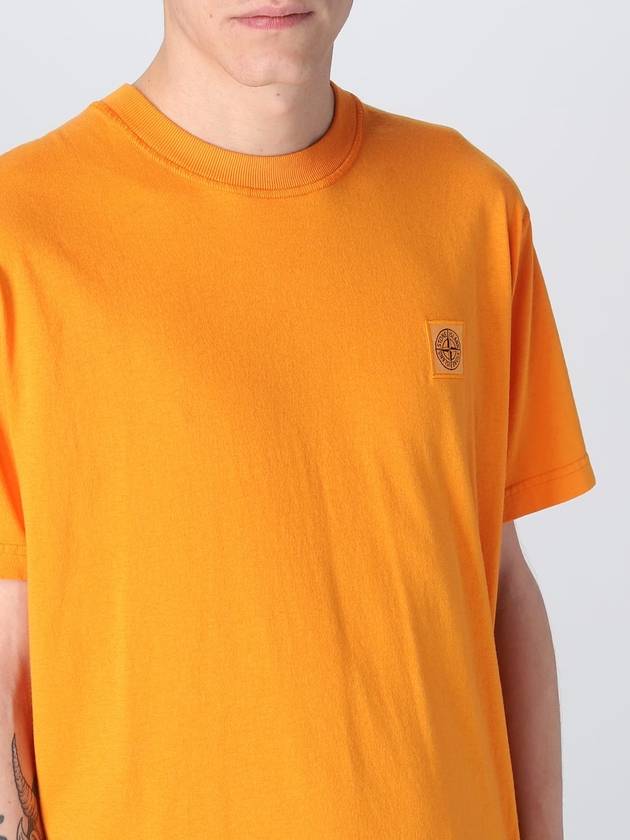 Pisato Effect Logo Patch Short Sleeve T-Shirt Orange - STONE ISLAND - BALAAN 5