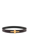 T Buckle Leather Belt 30MM Dark Brown· - TOM FORD - BALAAN 2