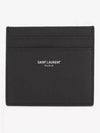 Embossed Leather Card Wallet Black - SAINT LAURENT - BALAAN 2