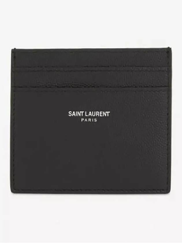 Embossed Leather Card Wallet Black - SAINT LAURENT - BALAAN 2