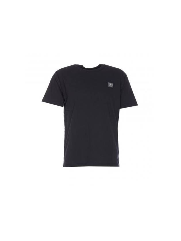 Organic Cotton Short Sleeve T-Shirt Navy - STONE ISLAND - BALAAN 1