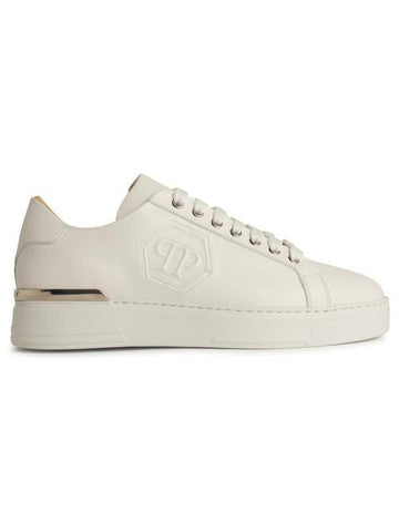 Philipp Plein 'Hexagon' White Leather Sneakers - PHILIPP PLEIN - BALAAN 1