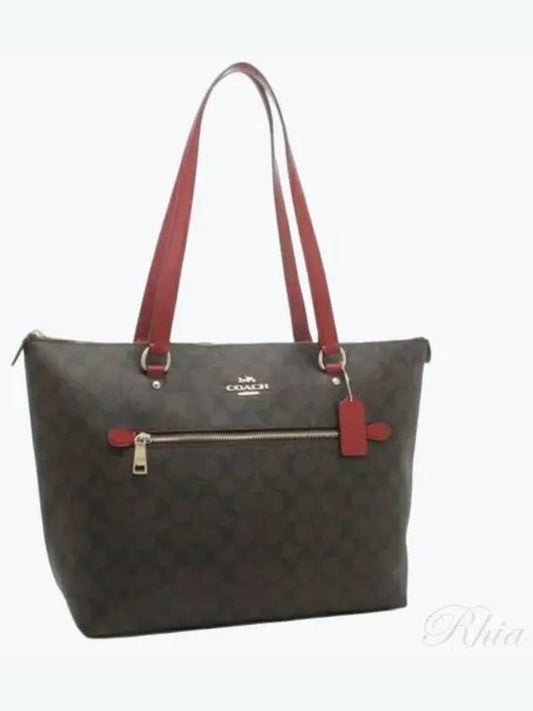 Gallery Signature Canvas Tote Bag Brown Red - COACH - BALAAN 2