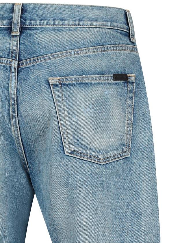 Cotton Straight Leg Jeans Blue - SAINT LAURENT - BALAAN 4