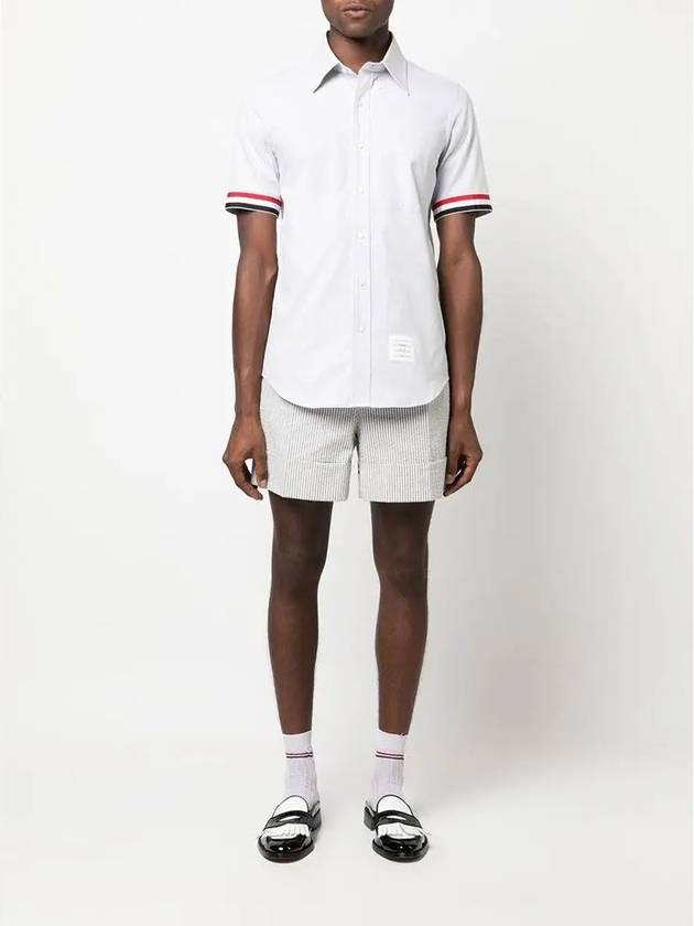 Men's Pincode Armband Short Sleeve Shirt Grey - THOM BROWNE - BALAAN 4