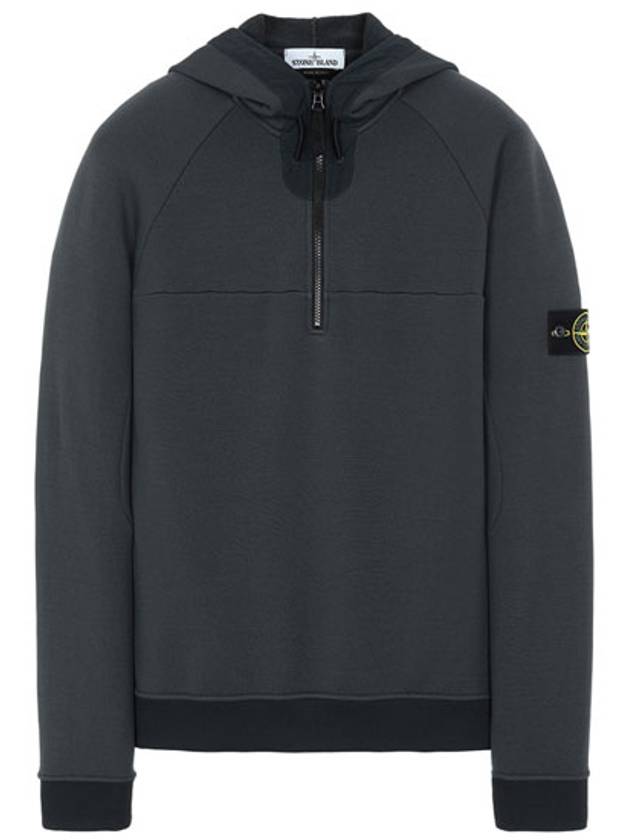 20FW 731561647 V0067 Wappen Patch Half-Zip Up Hooded T-shirt Charcoal Men's T-Shirt TLS - STONE ISLAND - BALAAN 1