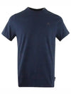 Satellite Logo Crew Neck Short Sleeve T-Shirt Navy - MOOSE KNUCKLES - BALAAN 2