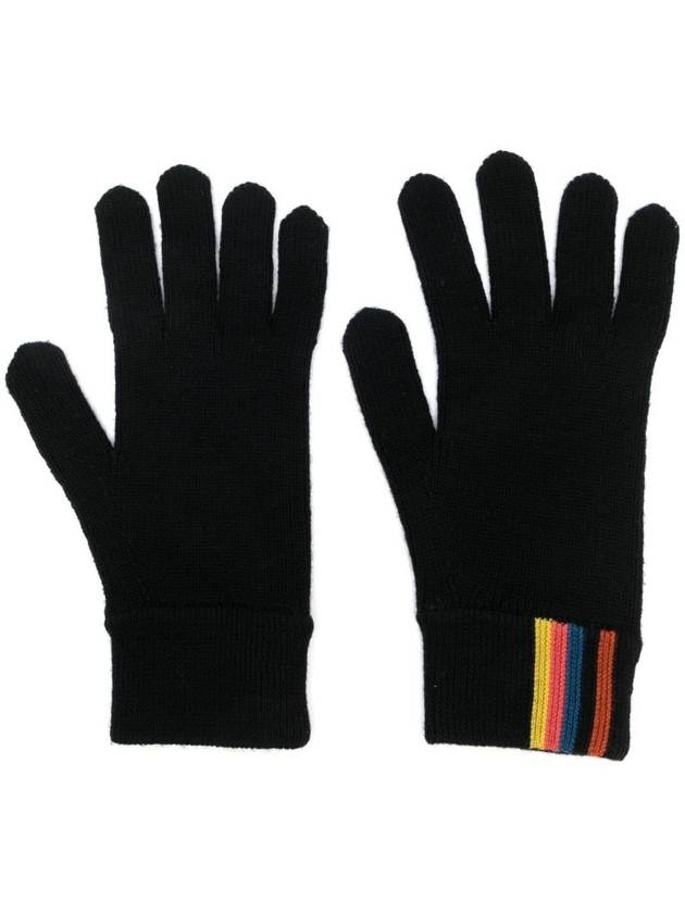 Artist Striped Ribbed Merino Wool Gloves Black - PAUL SMITH - BALAAN 2