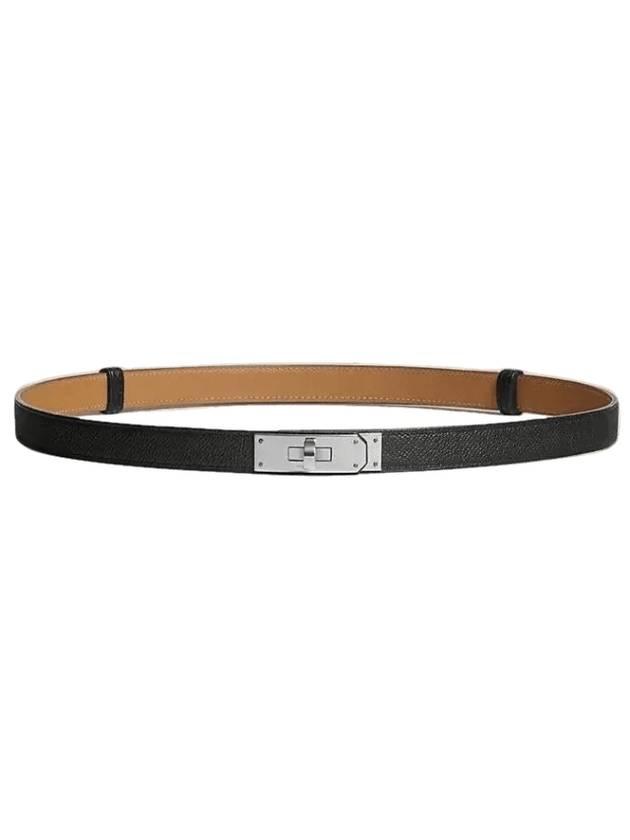 Kelly 18 leather belt black silver - HERMES - BALAAN 1