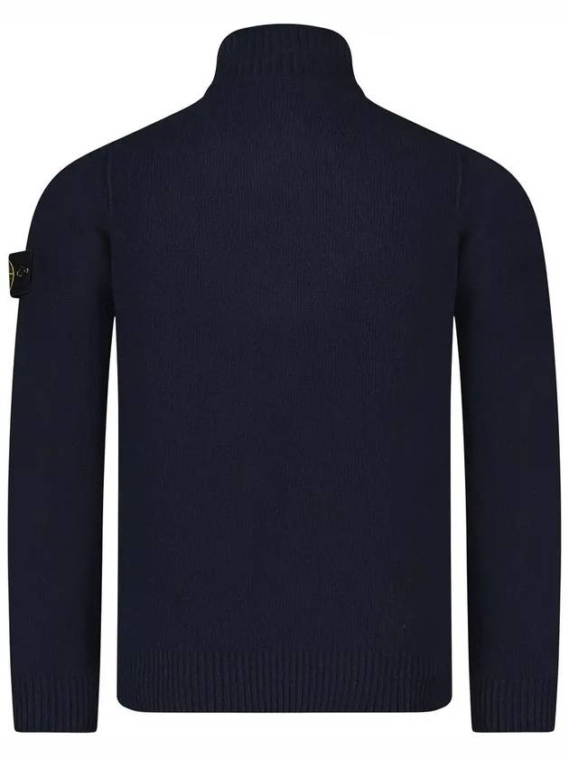 Wappen Patch Half Button Lambswool Knit Top Navy - STONE ISLAND - BALAAN 4