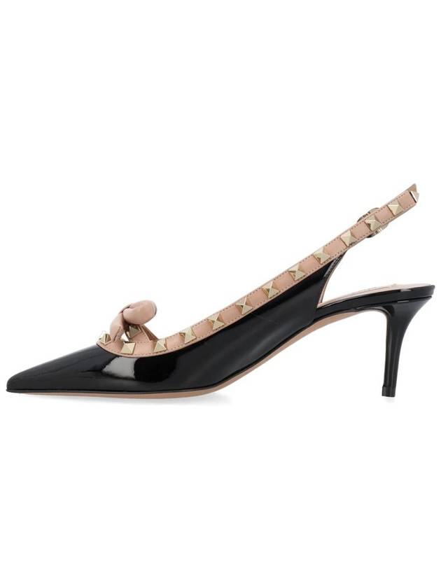 Rockstud Bow Patent 60mm Slingback Heel Black - VALENTINO - BALAAN 4