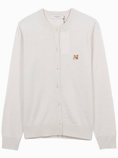 Fox Head Patch Knit Wool Cardigan Ecru - MAISON KITSUNE - BALAAN 1