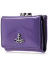 Shiny Patent Small Frame Leather Card Wallet Purple - VIVIENNE WESTWOOD - BALAAN 3