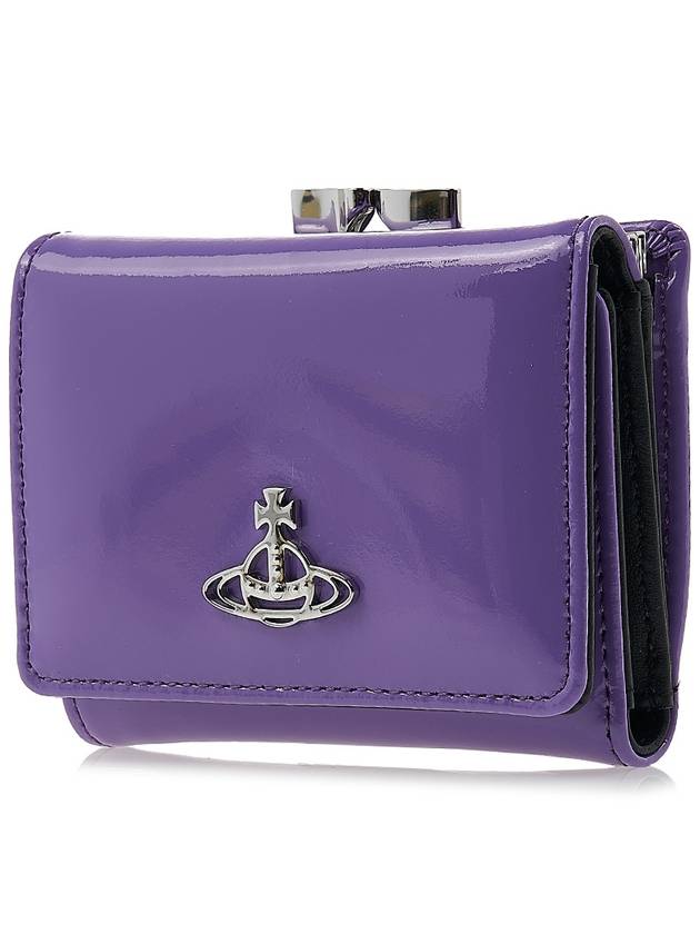 Shiny Patent Small Frame Leather Card Wallet Purple - VIVIENNE WESTWOOD - BALAAN 3