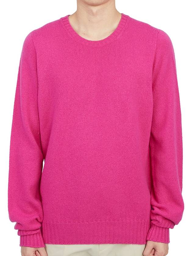 Crew Neck Lambswool Knit Top Pink - DRUMOHR - BALAAN 1