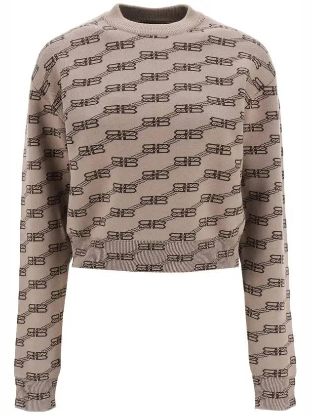 BB Icon Jacquard Knit Top Brown - BALENCIAGA - BALAAN.