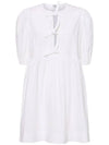 String Cotton Poplin Short Dress Bright White - GANNI - BALAAN 1