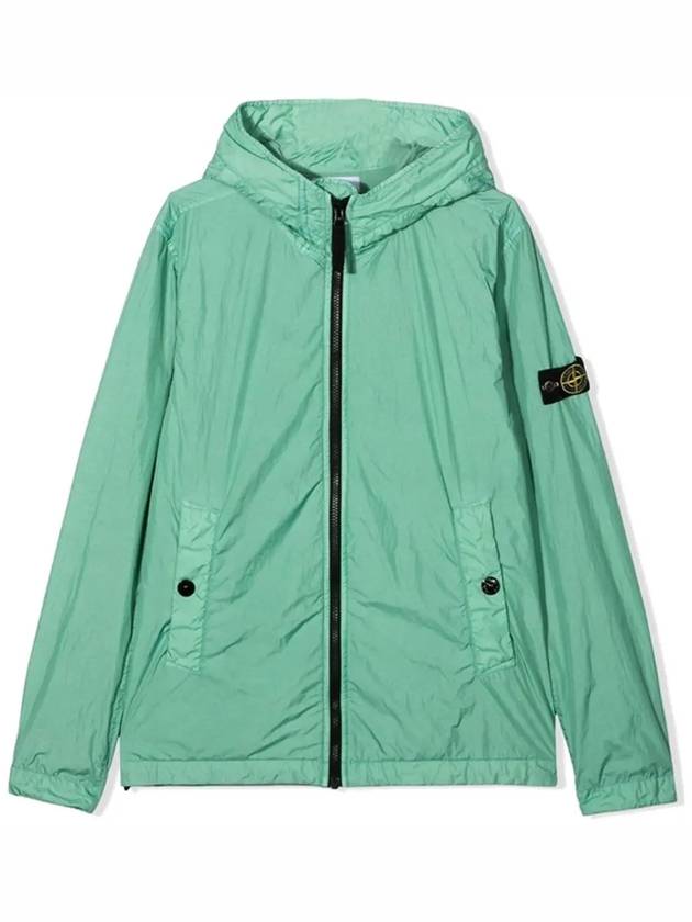 Kids Men s Green Wappen Patch Wind Jumper Hooded Jacket Zip Up 761640233V0052 - STONE ISLAND - BALAAN 3