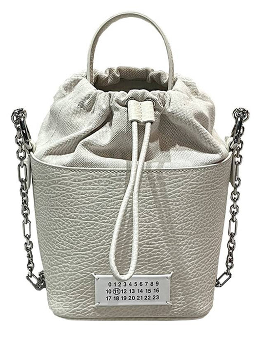 5AC Number Logo Texture Leather Bucket Bag Grey - MAISON MARGIELA - BALAAN 2