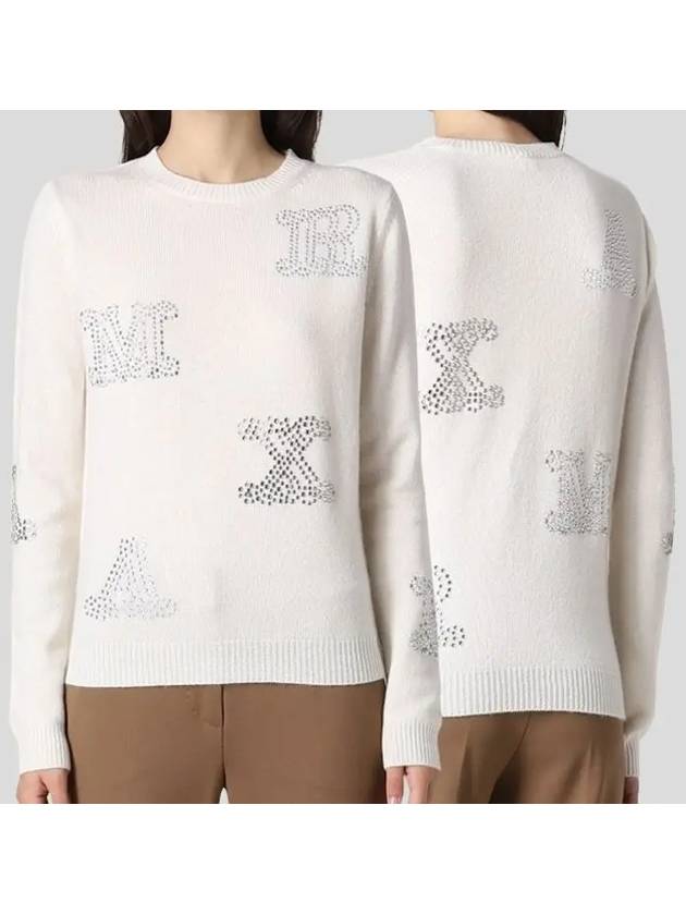 MIA MIA Studded Cashmere Knit Top White - MAX MARA - BALAAN.