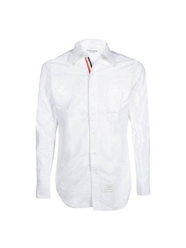 Men s Cotton Oxford Placket Long Sleeve Shirt White - THOM BROWNE - BALAAN 1