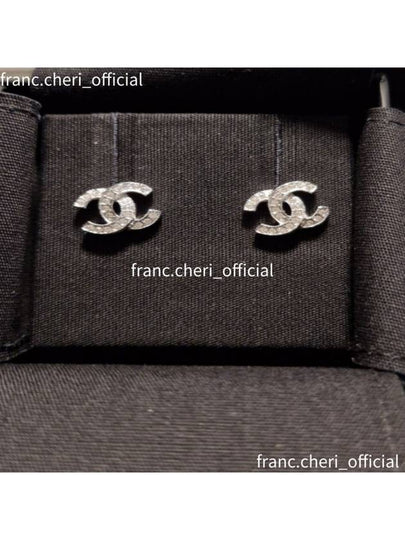 Women s Classic CC Logo Crystal Stud Earrings Silver - CHANEL - BALAAN 2